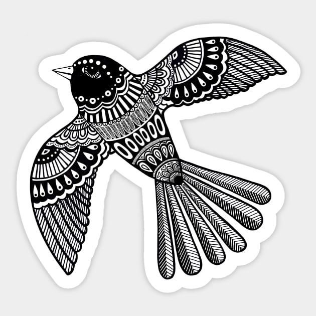 Black and white bird Sticker by SoozieWray